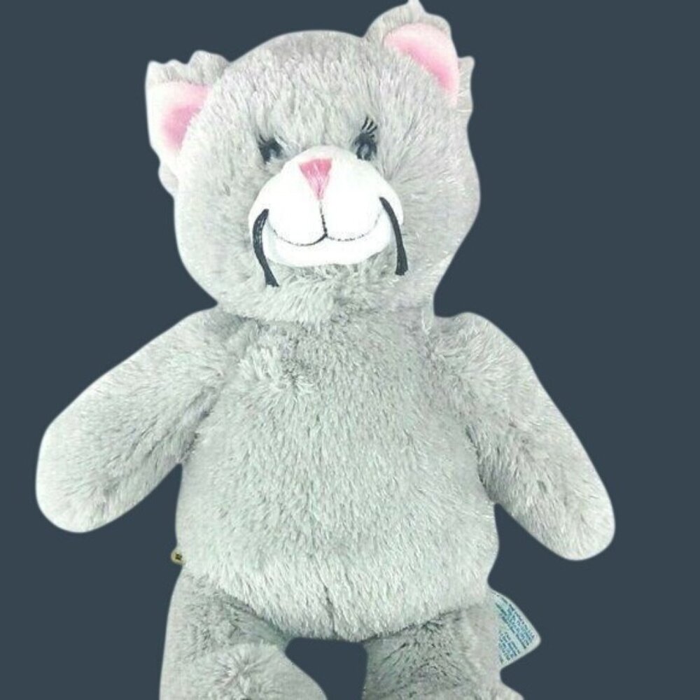 Build-A-Bear Workshop Gray Plush Cat Stuffed Animal 16" Cute Soft Toy